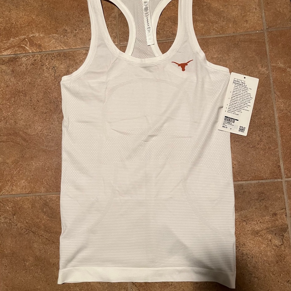 lululemon athletica White Racerback Tank with UT Longhorn Logo